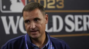 Rangers-exec-Chris-Young-speaks-during-2023-World-Series